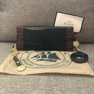 Brahmin Black and Brown Leather Clutch